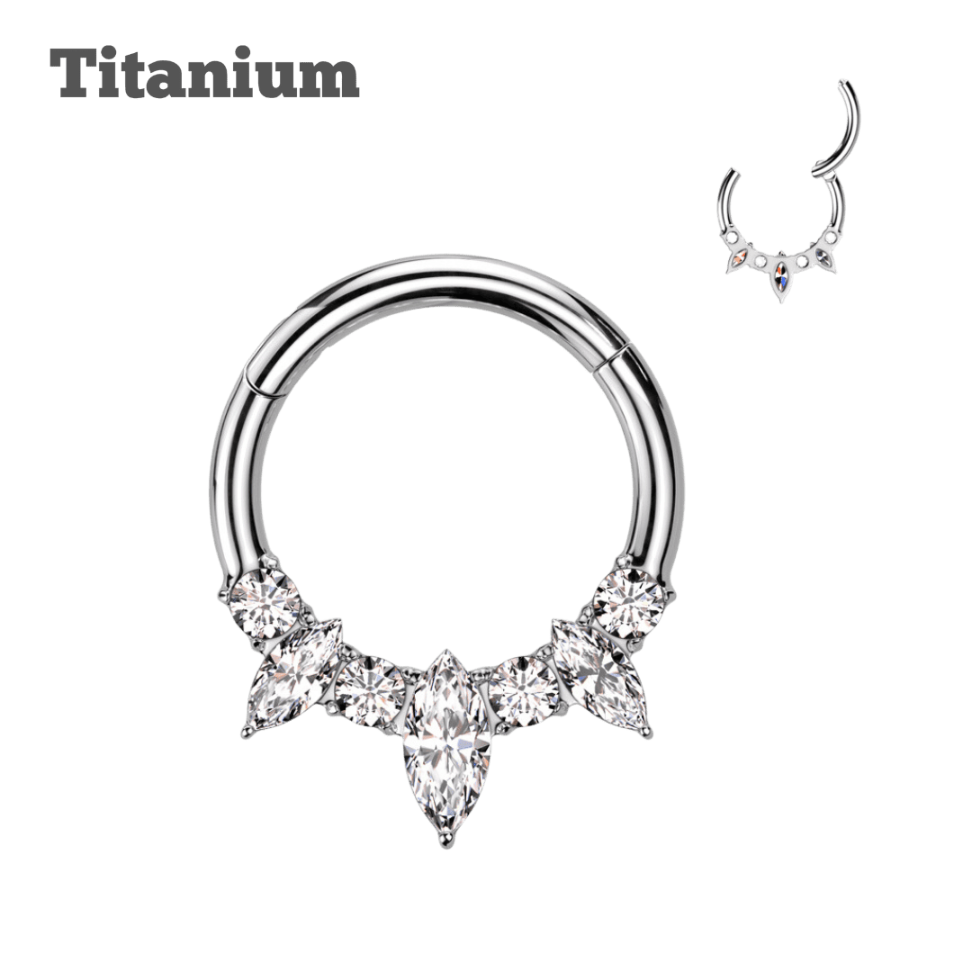 steel color hinged hoop titanium earring