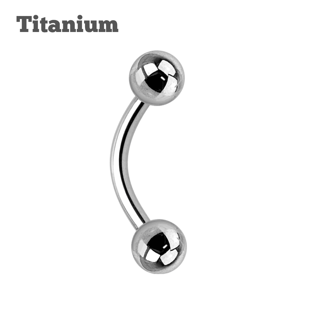 steel color titanium ball ends curved barbell rook piercing jewelry