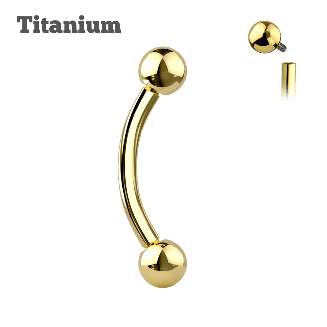 gold titanium ball ends curved barbell for eyebrow and rook piercing 