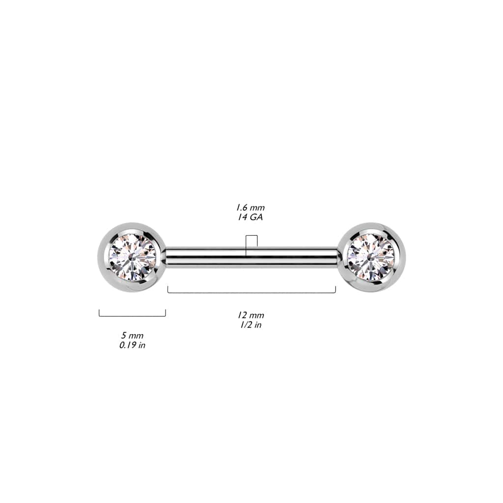 titanium bejeweled threaded straight barbell size