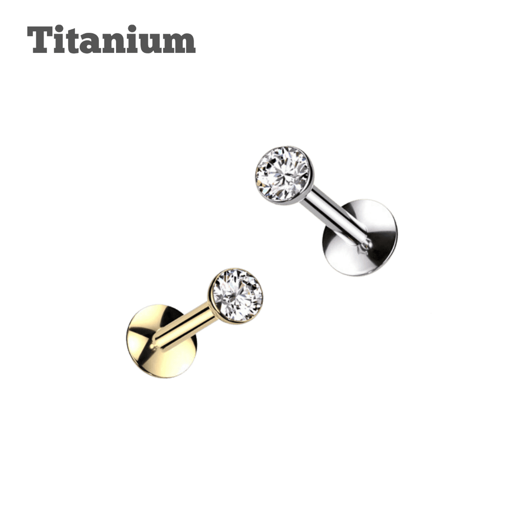 nose and ear piercing jewelry titanium round gem threaded labret 