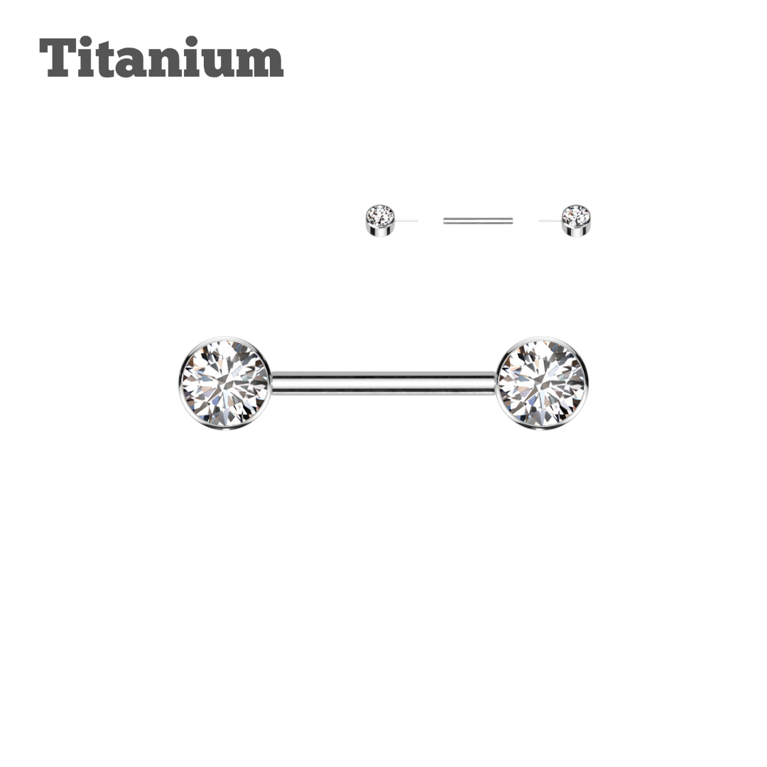 steel color nipple and tongue piercing titanium threadless straight barbell