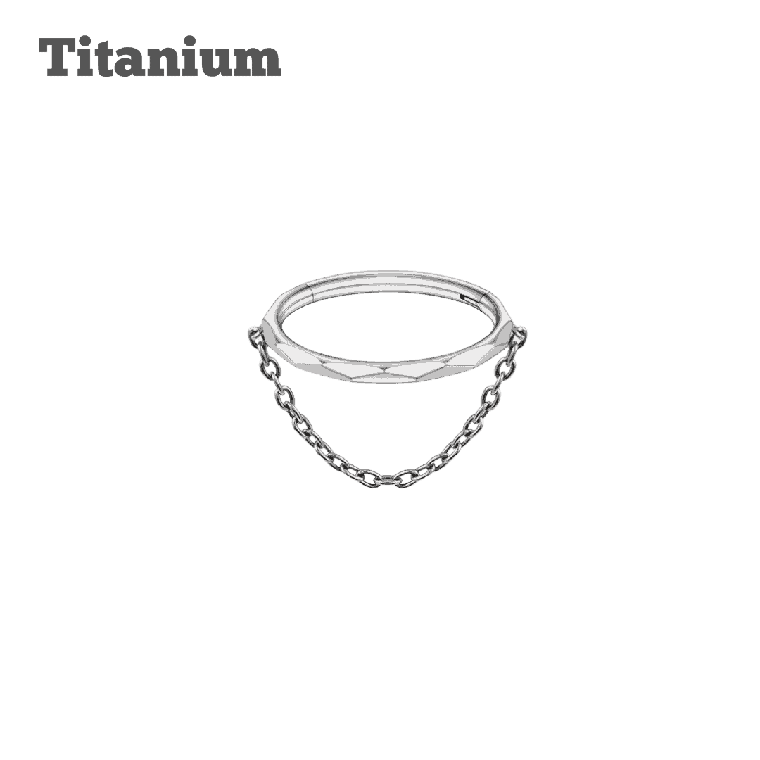 steel color titanium chained hinged hoop earring