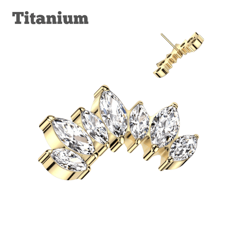 titanium coronet threadless top earring gold color