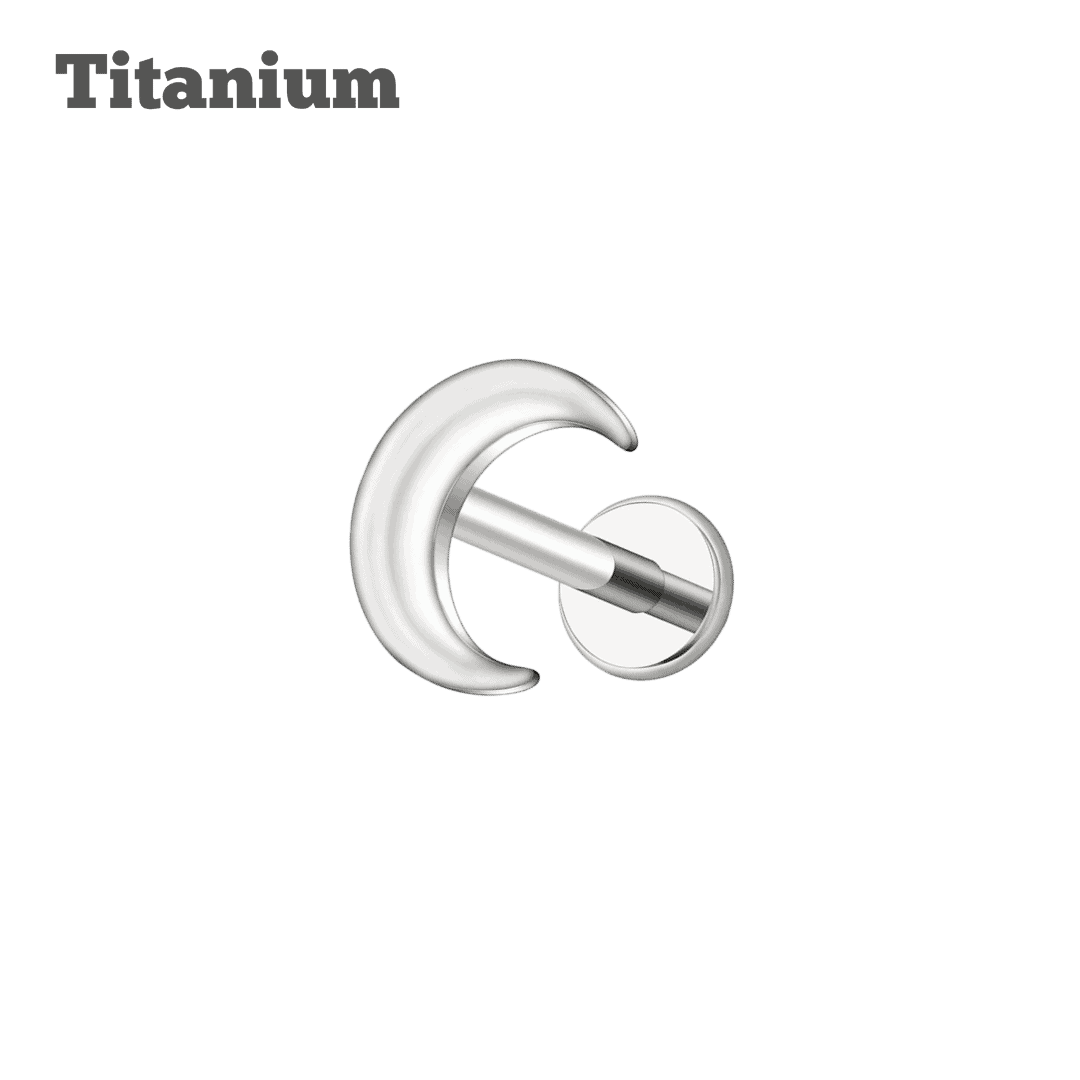 steel color earring titanium crescent threaded labret