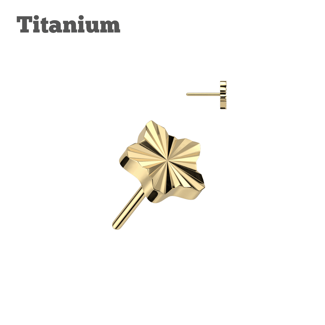 gold color titanium diamond cut star design threadless top