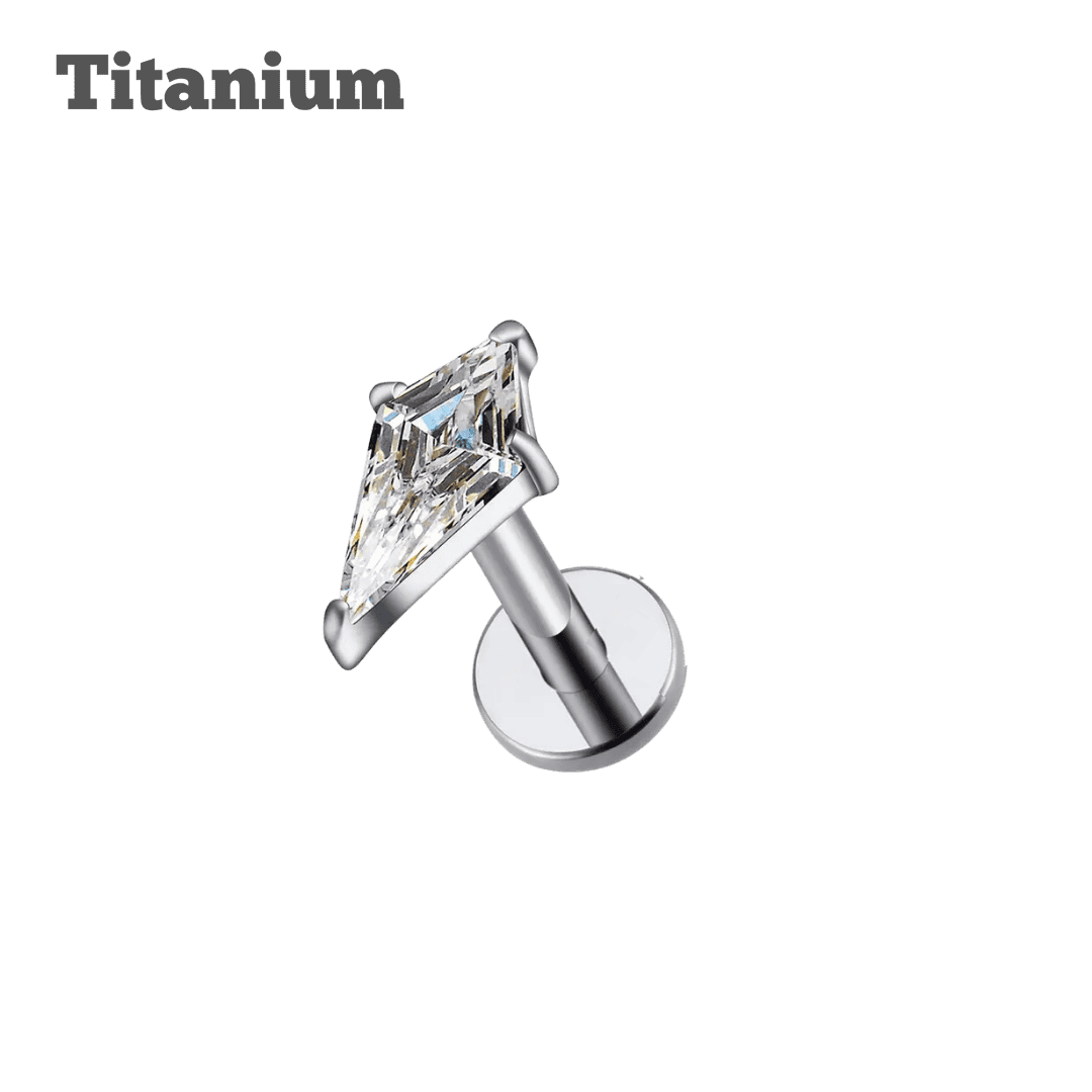 steel color titanium diamond gem threaded labret