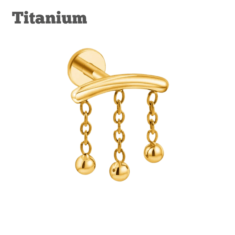 Titanium Floating Chain Curtain Labret gold earings jewelry