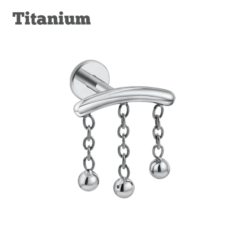 Titanium Floating Chain Curtain Labret silver earings jewelry