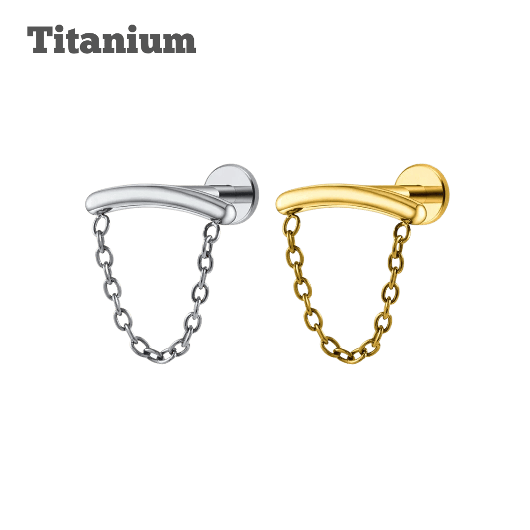 titanium floating chain labret earring