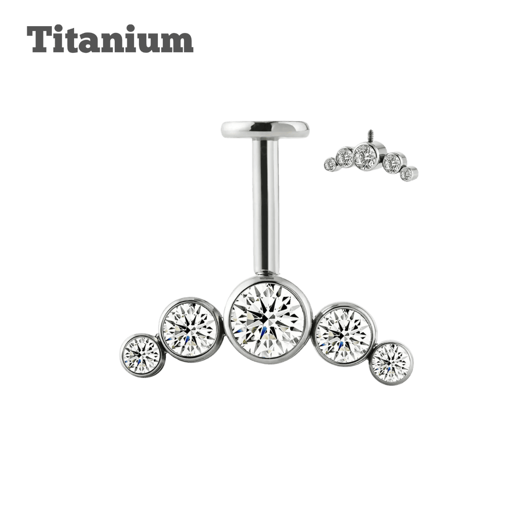 Titanium Floating Cluster Bezeled Gem Labret
