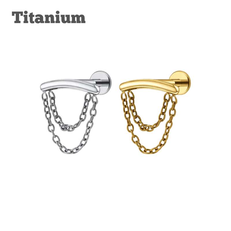 Titanium Floating Double Chain Labret  internally threaded earrings