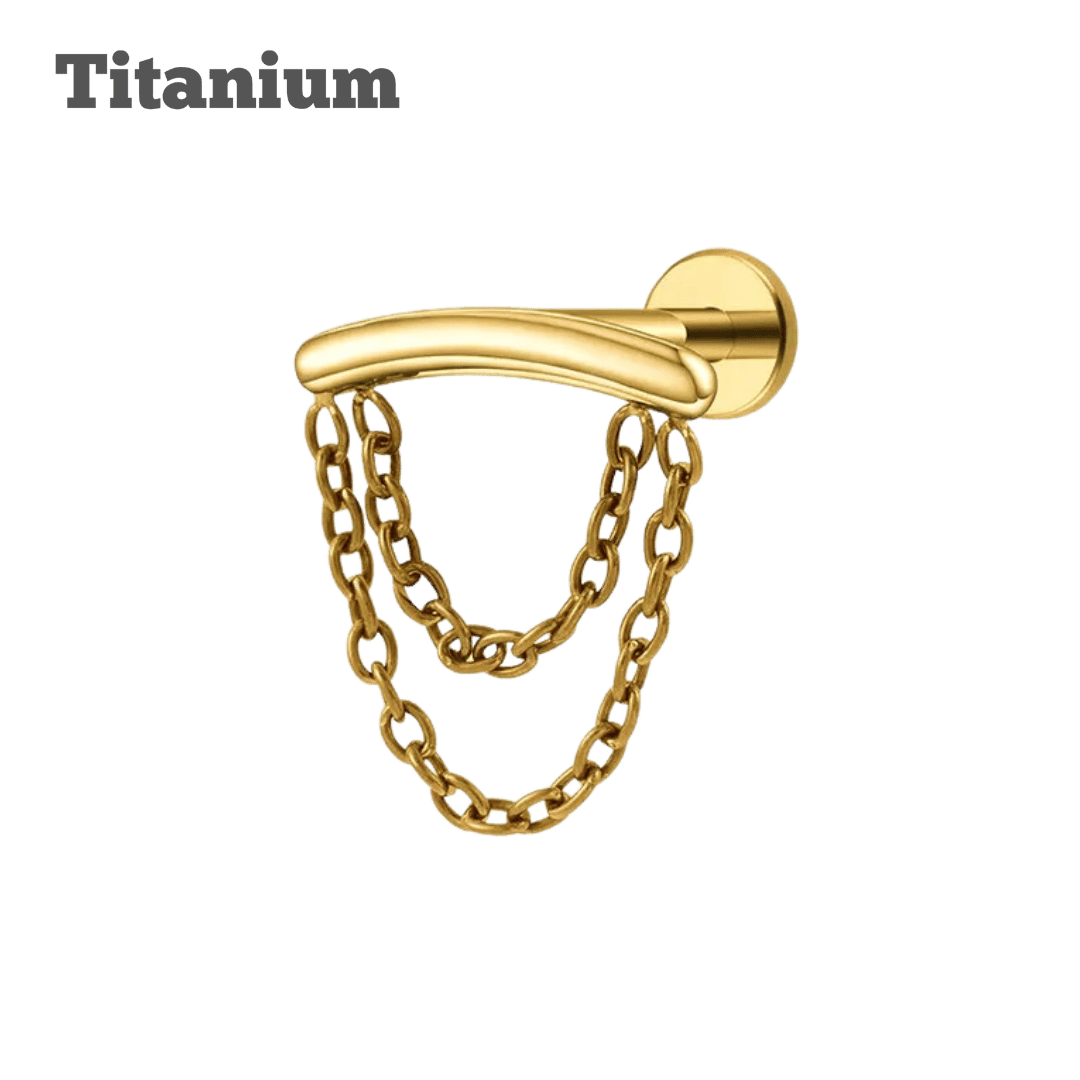 gold color floating double chained titanium labret