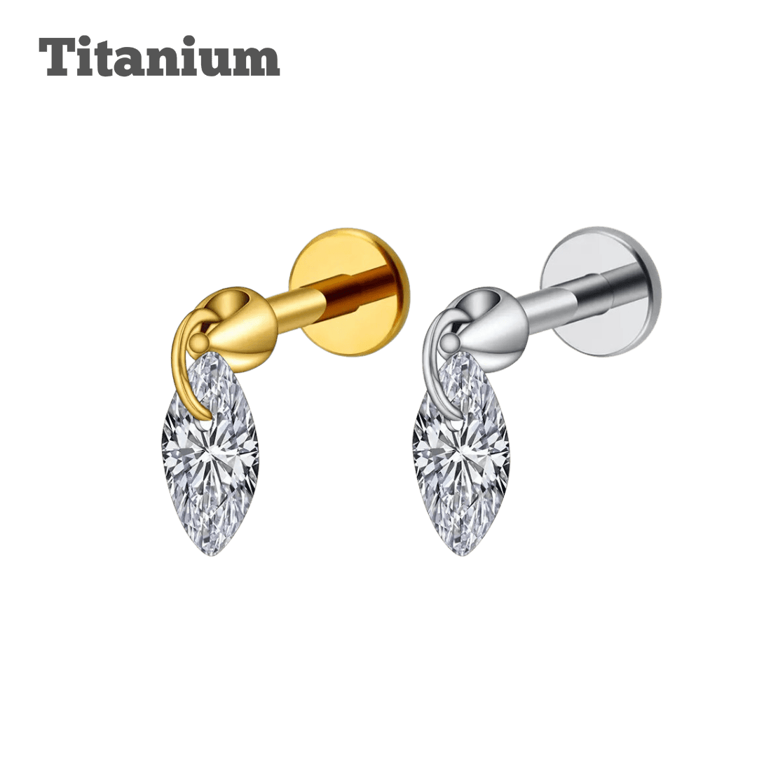floating marquis gem titanium labret earring