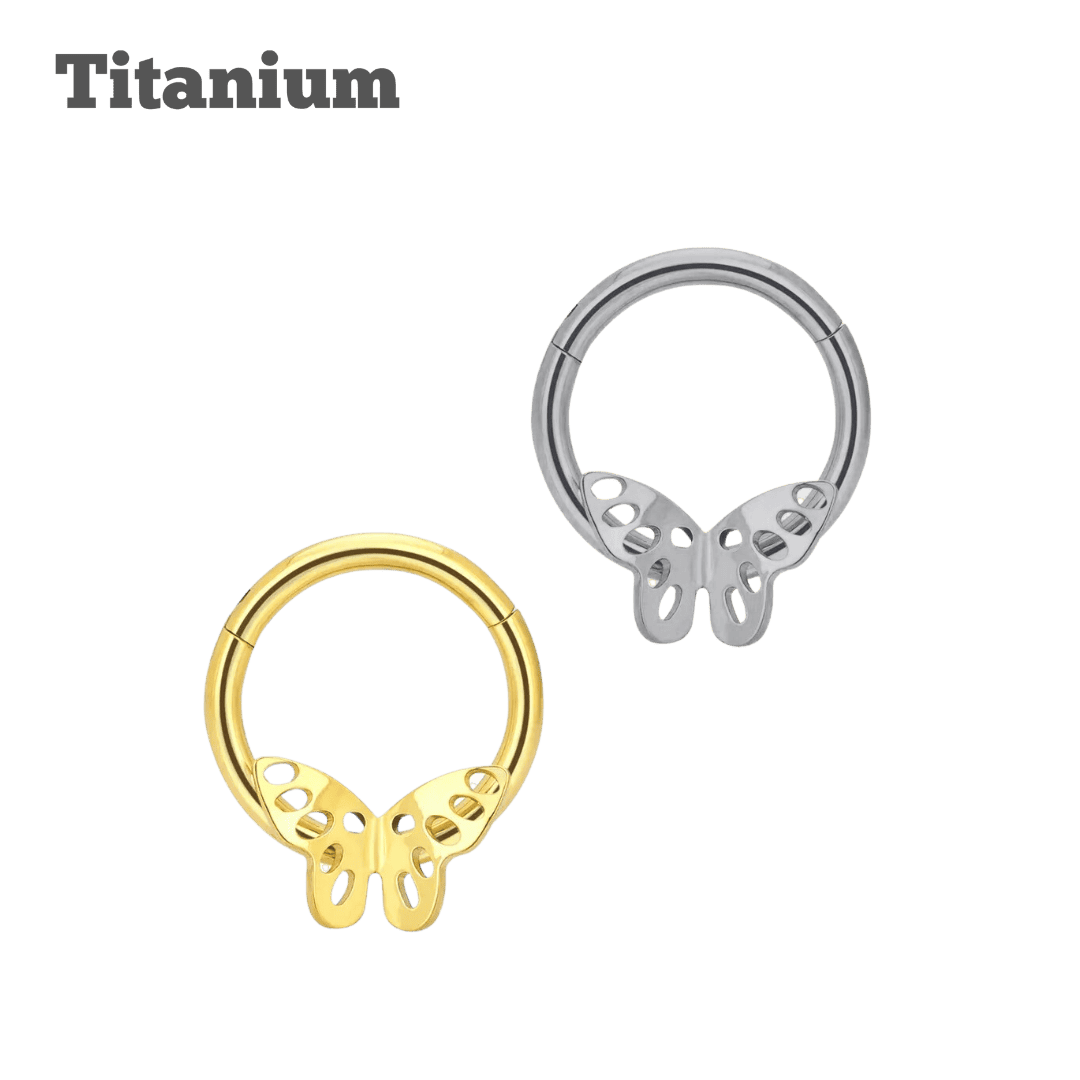 titanium mariposa hinged hoop septum piercing jewelry