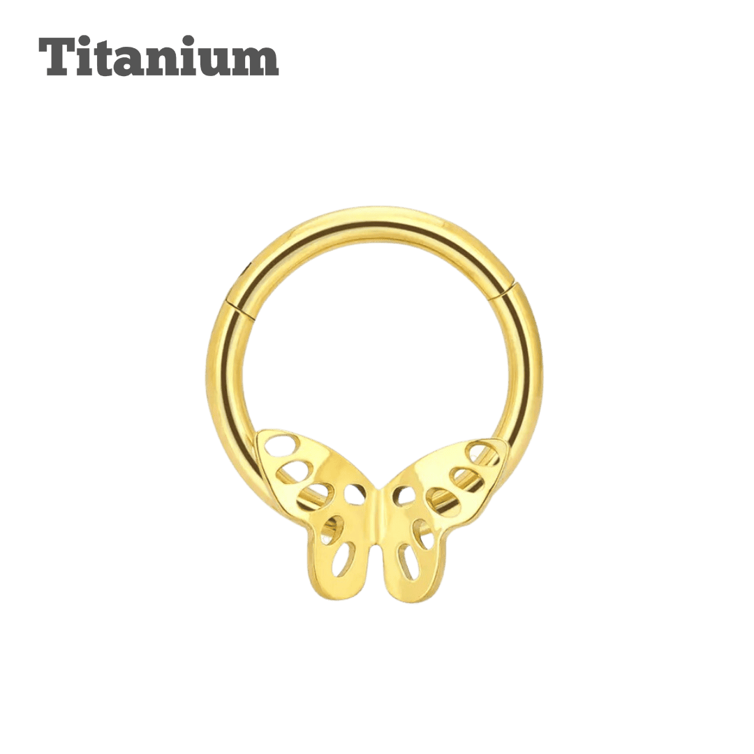 gold color septum and ear piercing jewelry titanium hinged hoop