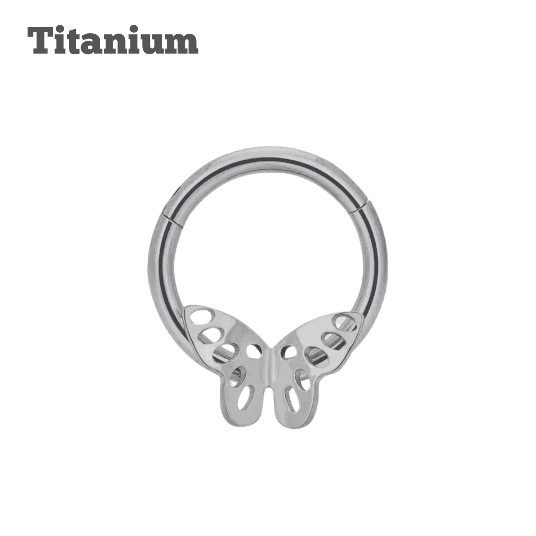 steel color titanium mariposa hinged hoop for septum piercing