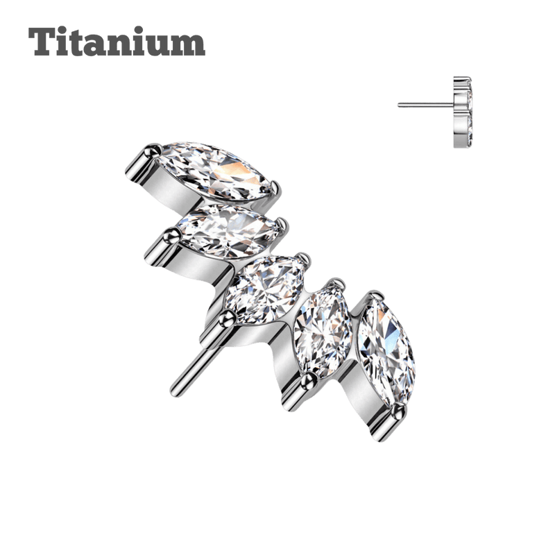 steel color titanium marquise cluster gem threadless top