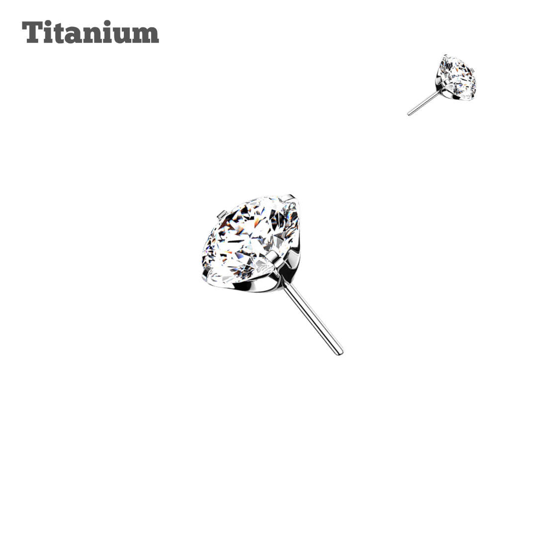 Titanium Pronged Moissanite Gem Threadless Top