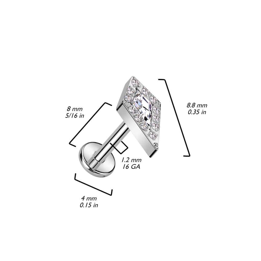 paved diamond cut titanium threadless labret size