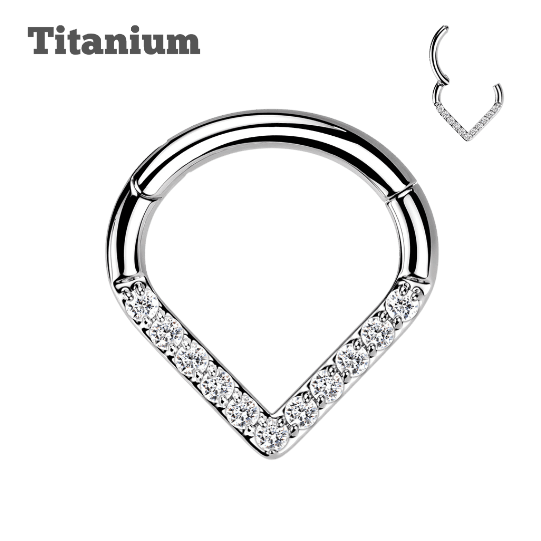 steel color titanium paved hinged hoop