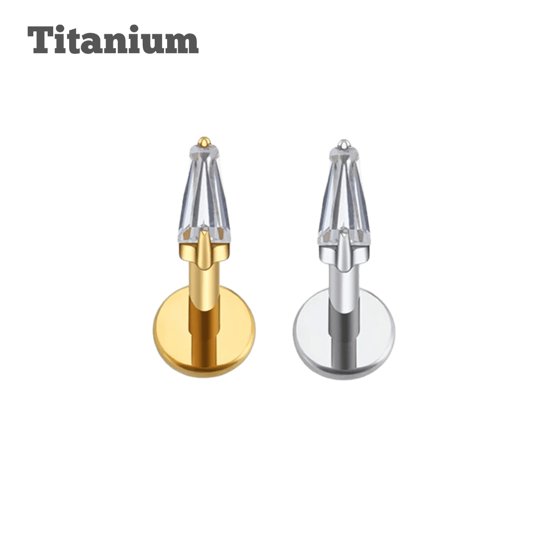 Labret Pie Titanium Pie Cut Gem Threaded Labret
