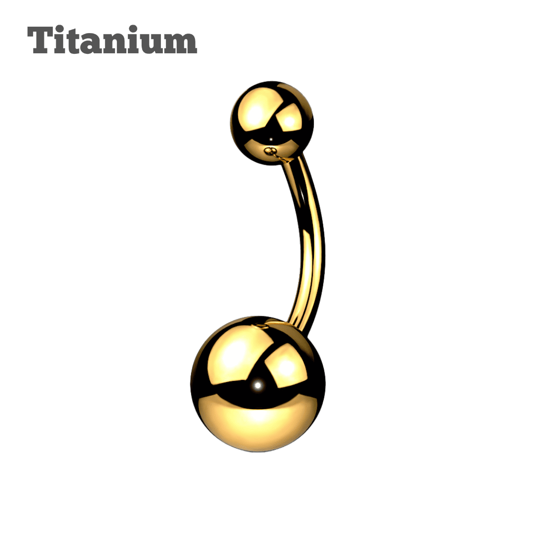 gold color titanium plain ball ends externally threaded belly piercing barbell
