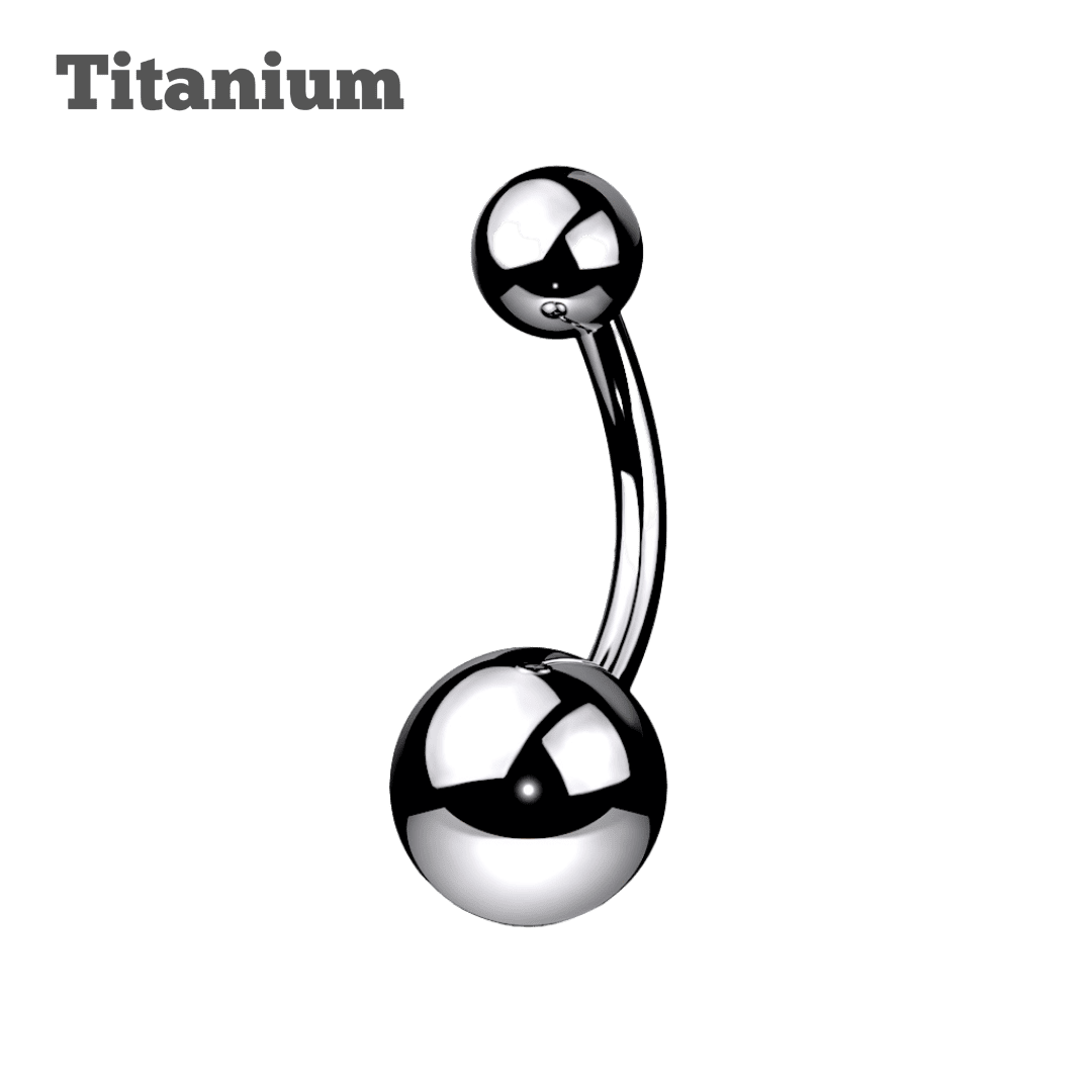 steel color titanium plain ball ends externally threaded belly barbell