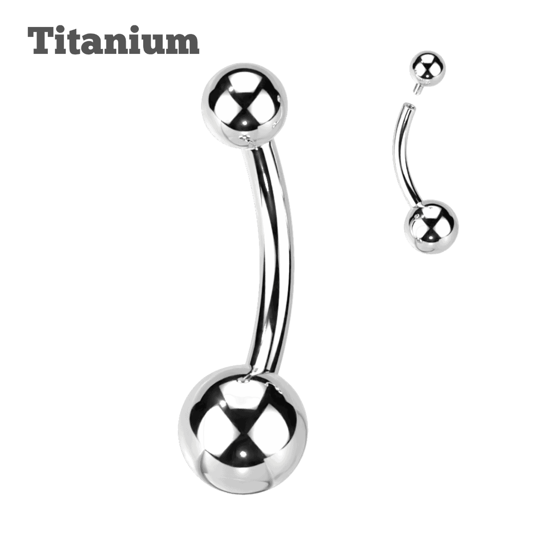 steel color titanium plain ball ends internally threaded belly barbell