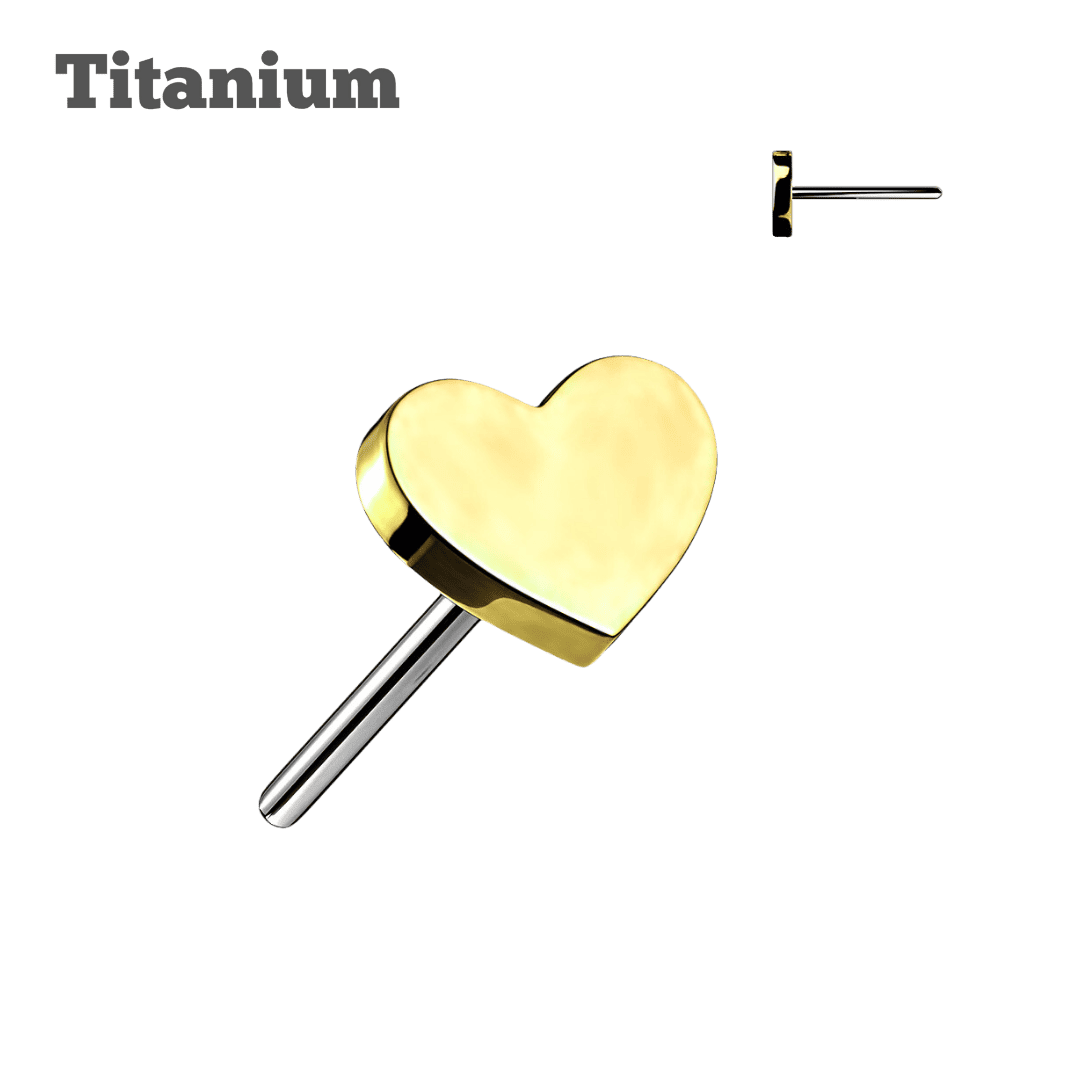 plain heart titanium threadless top gold color