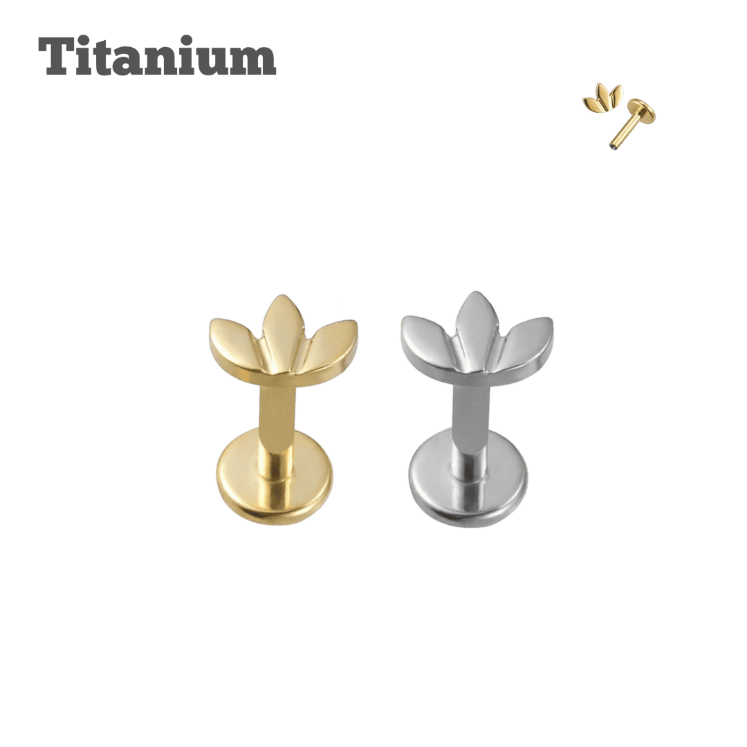 titanium plain lotus threaded labret earring
