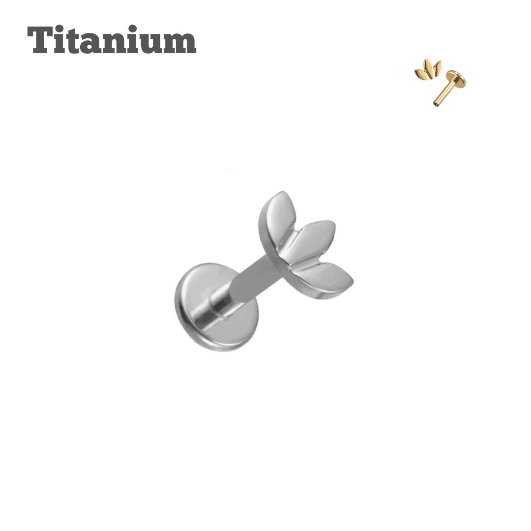 steel color earring titanium plain lotus threaded labret 