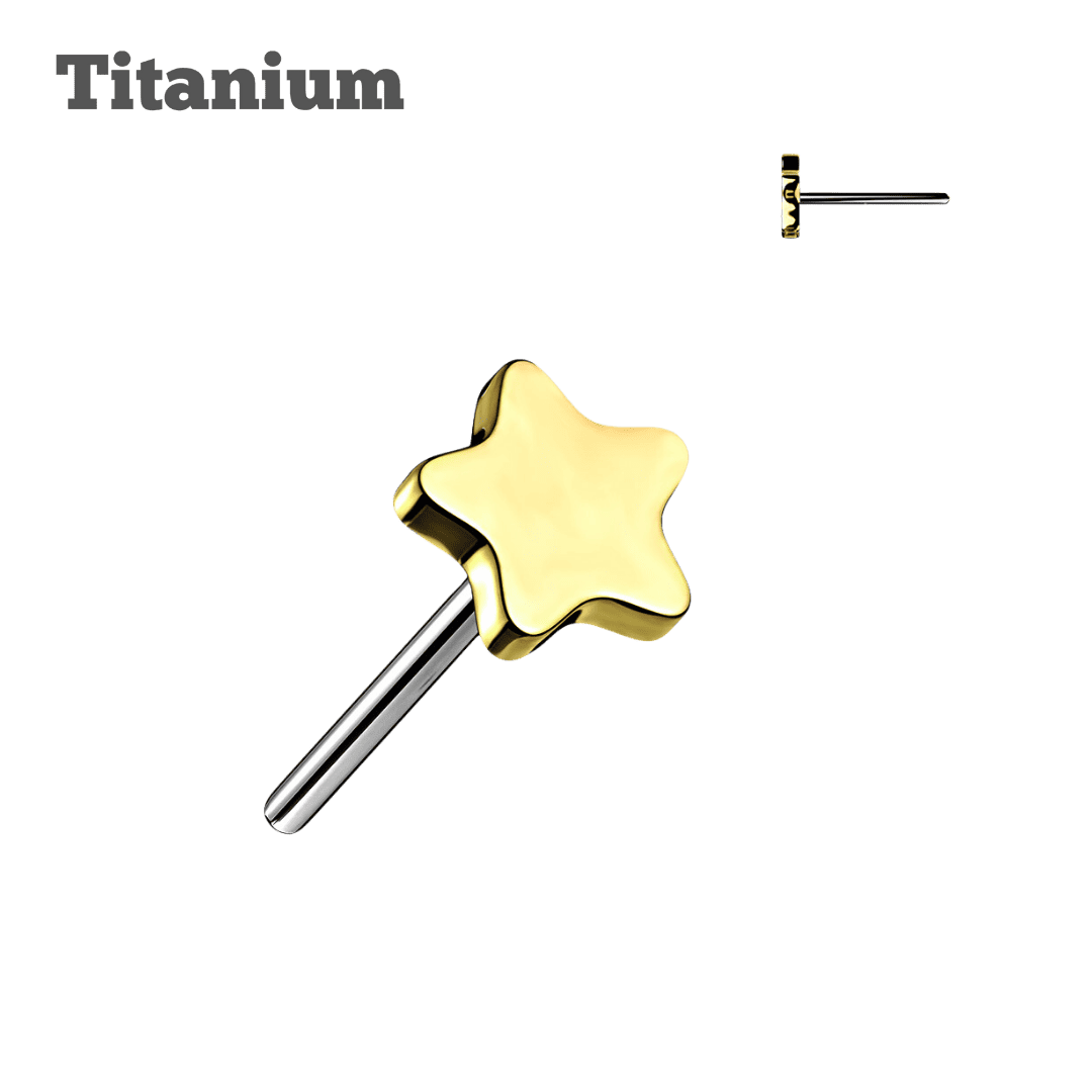 plain star threadless top titanium gold color