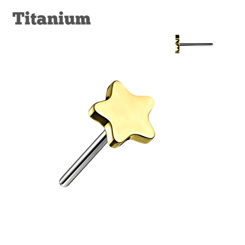 titanium plain star threadless top gold color