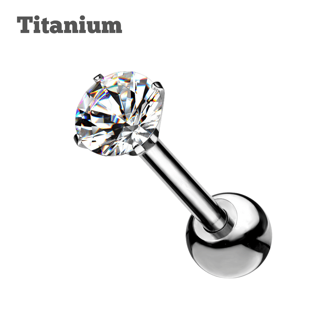 steel color titanium pronged gem barbell