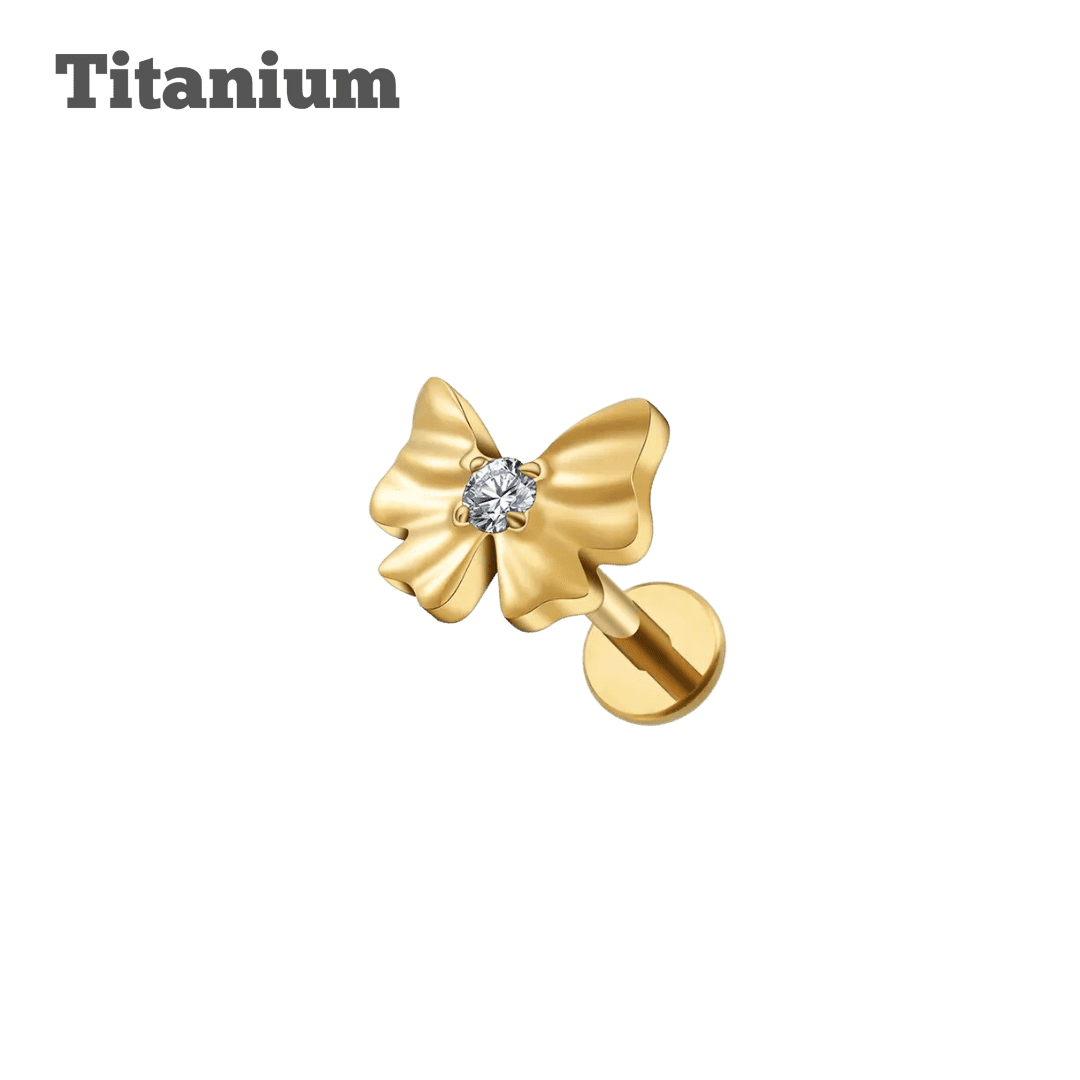 titanium ribbon labret gold color