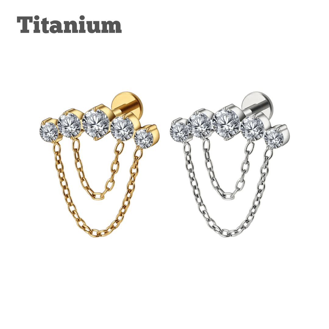 Titanium Royal Cluster and Chains Labret