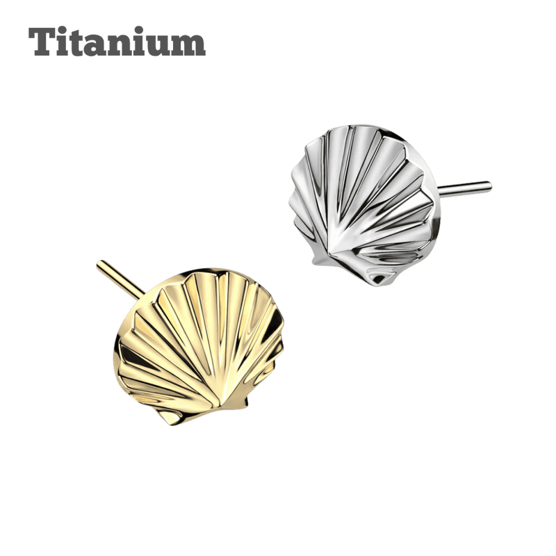 titanium seashell threadless top gold and steel color