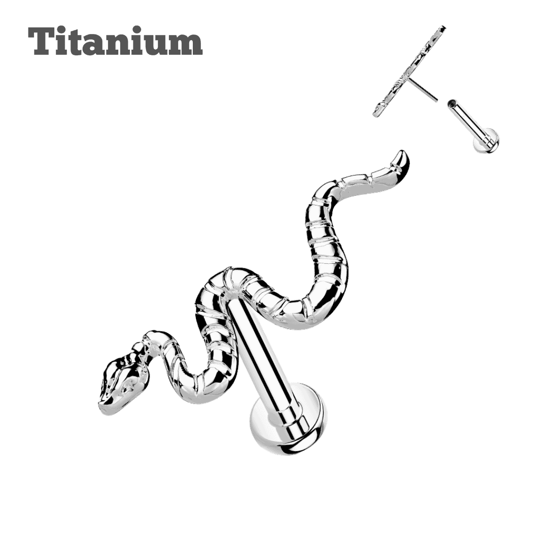 titanium snake threadless labret steel color