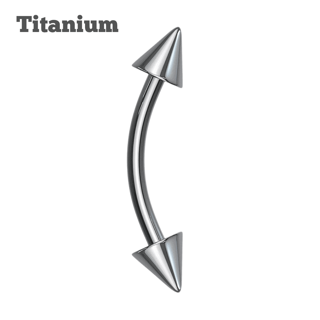 titanium spike ends curved barbell for rook and eyebrow piercing jewelry