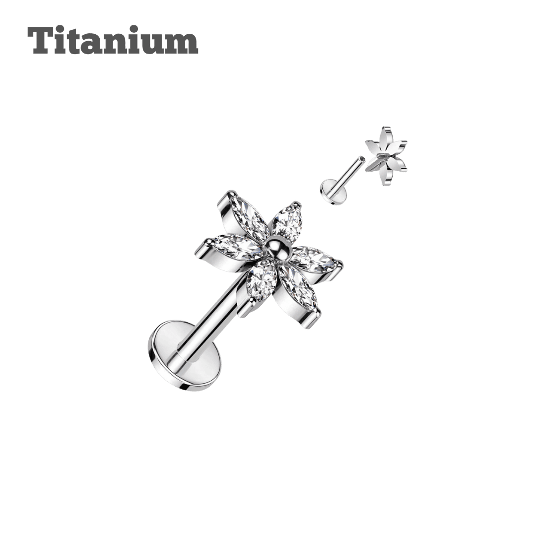 stargazer lily titanium threaded labret steel color