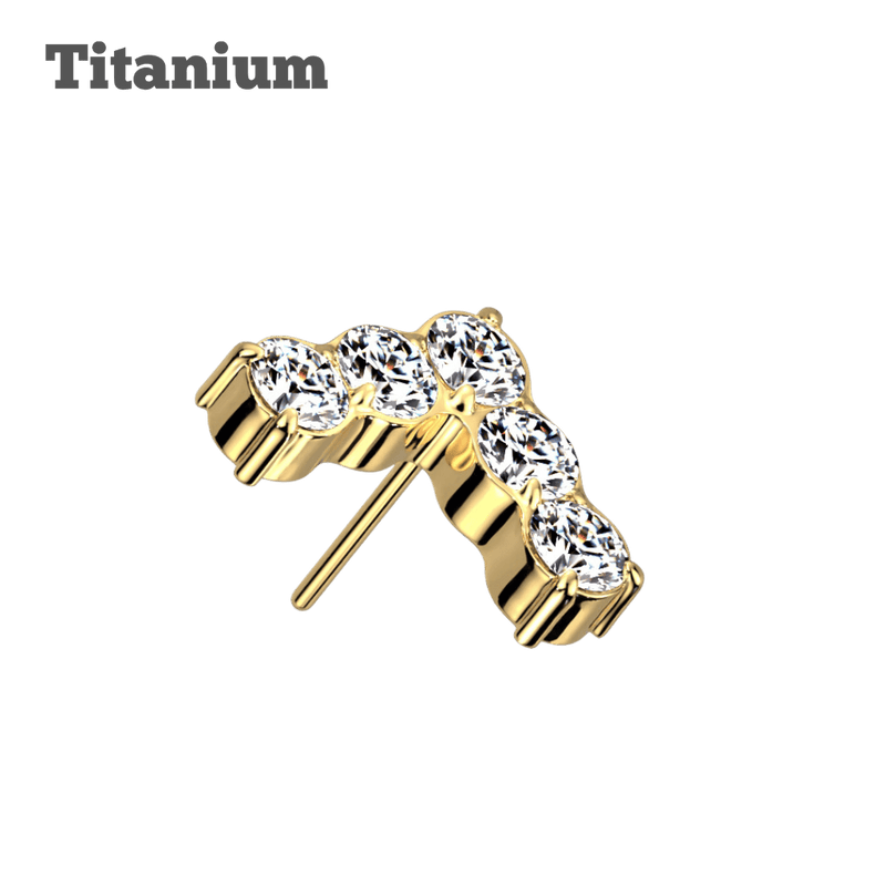 gold color titanium studded peak threadless top earring