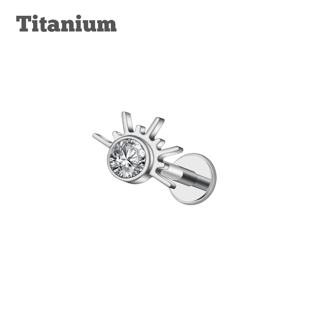 titanium sunbeam threaded labret steel color earring