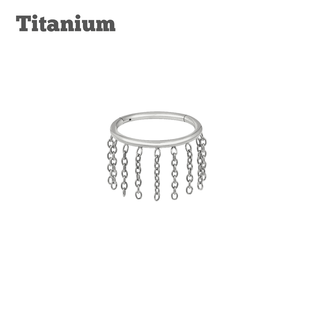 steel color titanium tassel hinged hoop earring