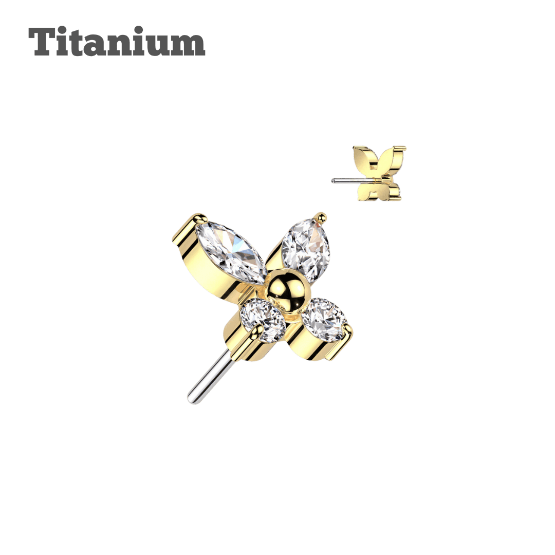 gold color titanium tiny butterfly threadless top