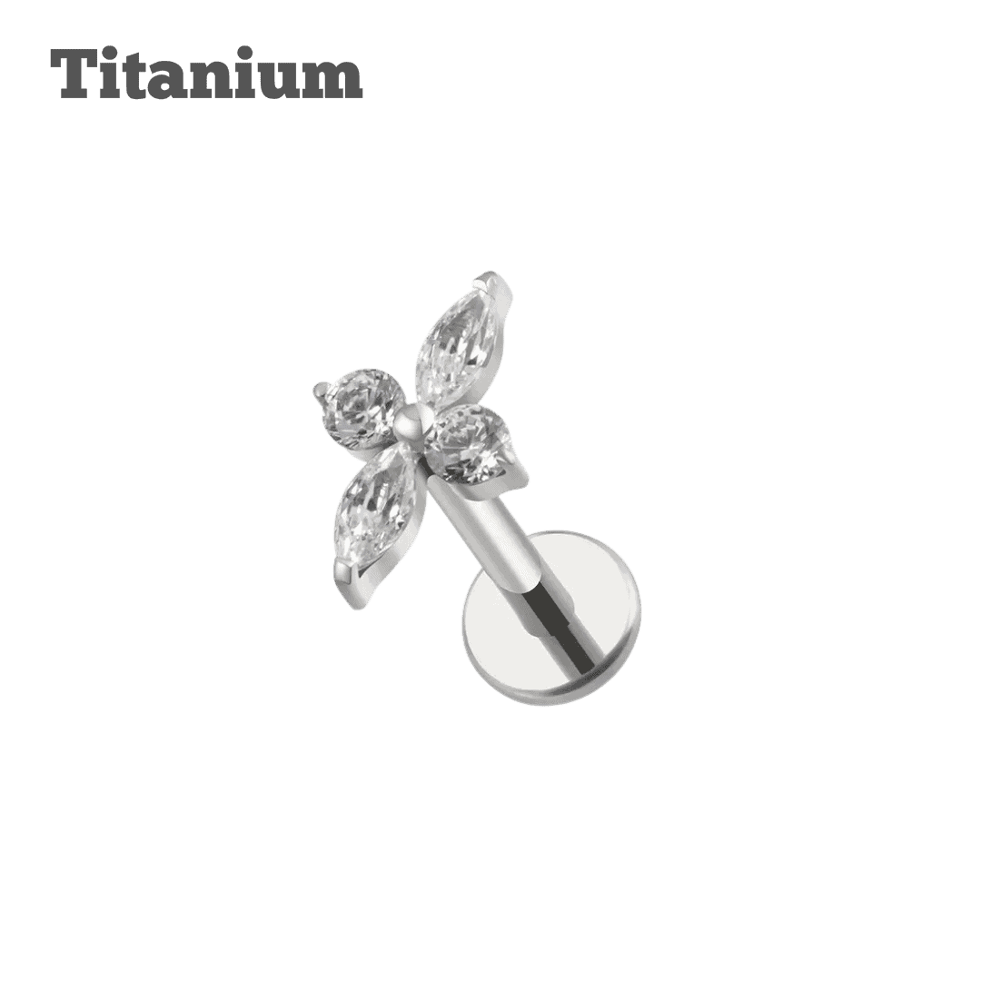 steel color titanium trillium flower labret
