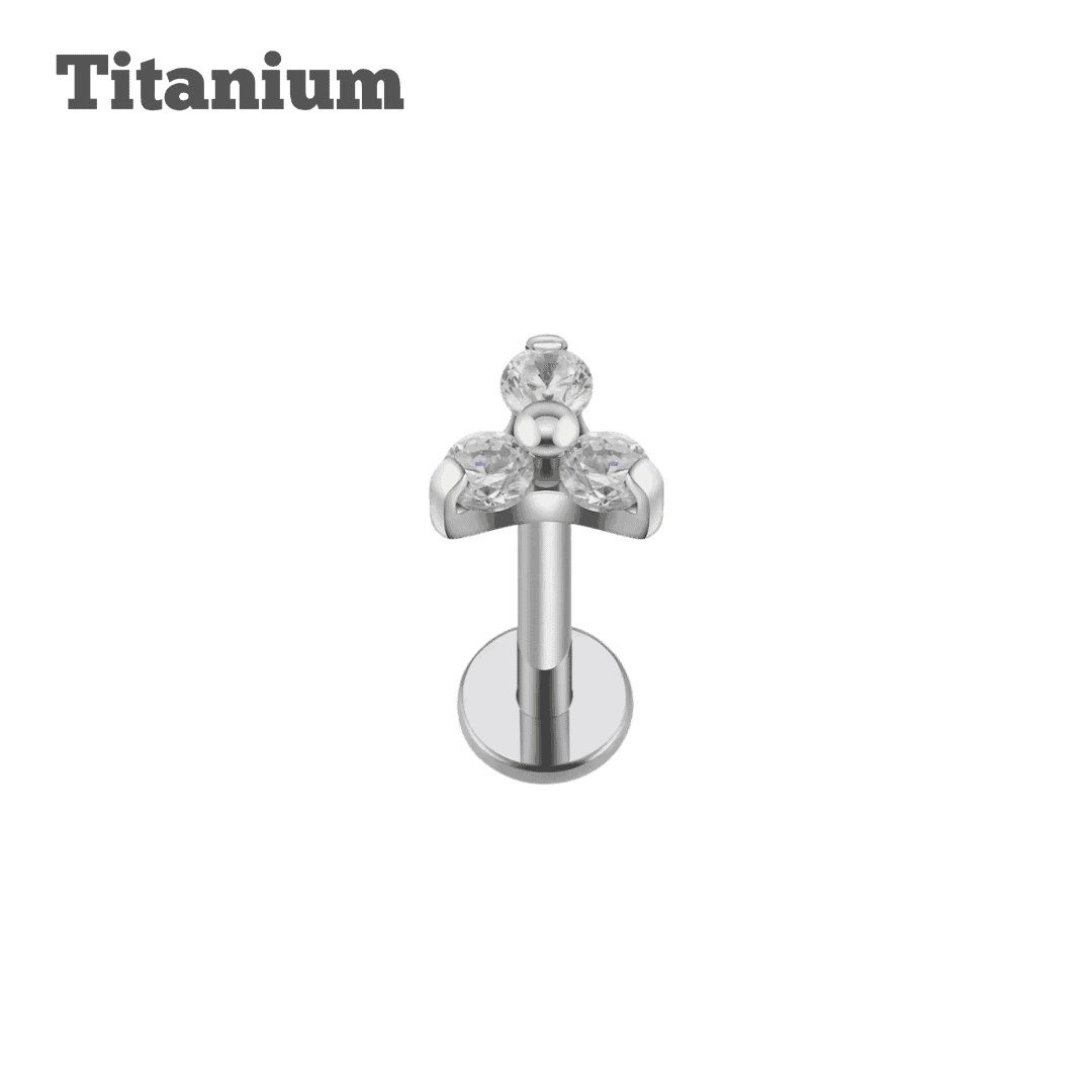 steel color titanium trinity gem labret