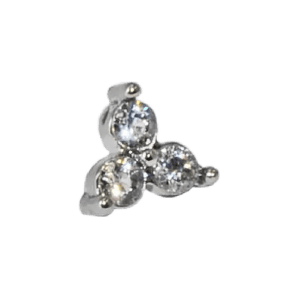 stainless steel trinity cz dermal anchor top dermal piercing jewelry
