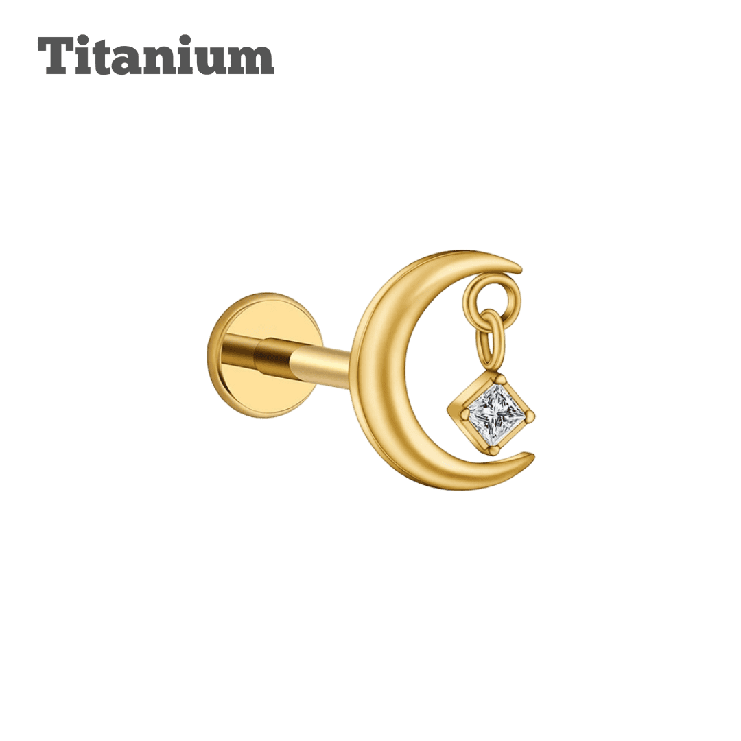 twilight titanium threaded labret gold color earring