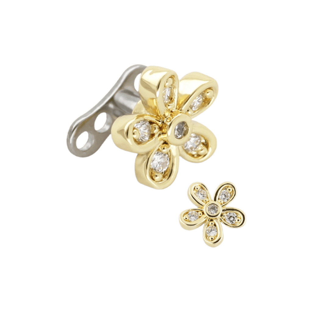 dermal piercing jewelry yellow daisy dermal anchor top